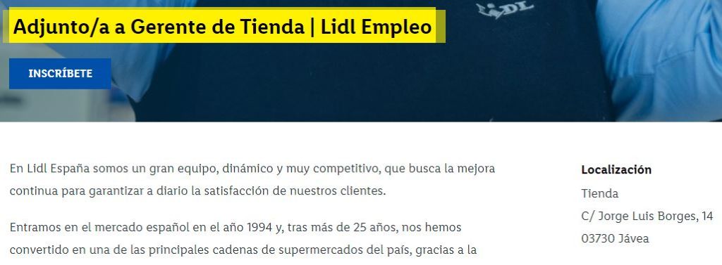 Oferta trabajo en lidl